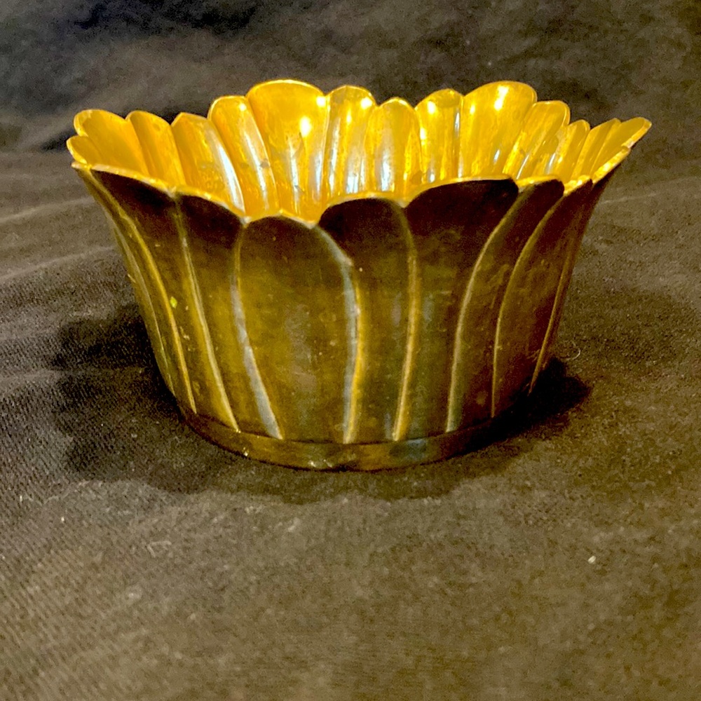 Vintage Solid Brass Flower Shaped Bowl